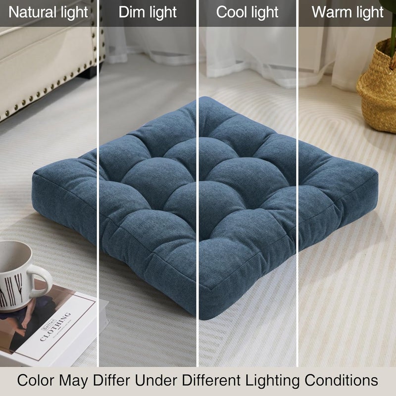 Tromlycs Floor Pillow Cushions for Adults Set of 2 Large Pillows for Floor Seating Square Gel Memory Foam 20 x 20 x 4 Inch Blue - Image 5